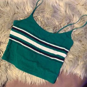 pacsun green striped crop tank top